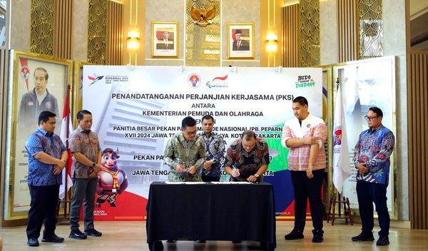 Menpora Dito Ariotedjo Saksikan Penandatanganan Kerjasama Bantuan Pemerintah Untuk Peparnas XVII 2024